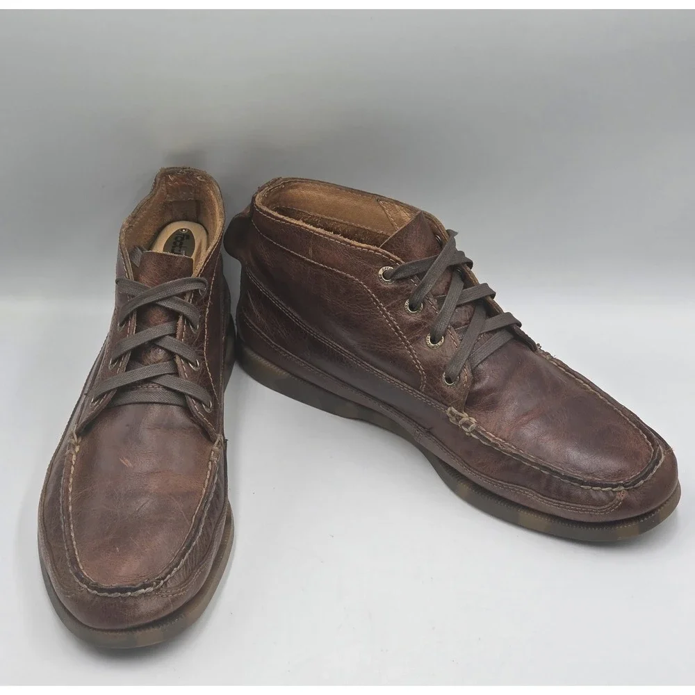 Sperry Authentic Original Boat Chukka Boots Mens 10M Dark Brown Leather